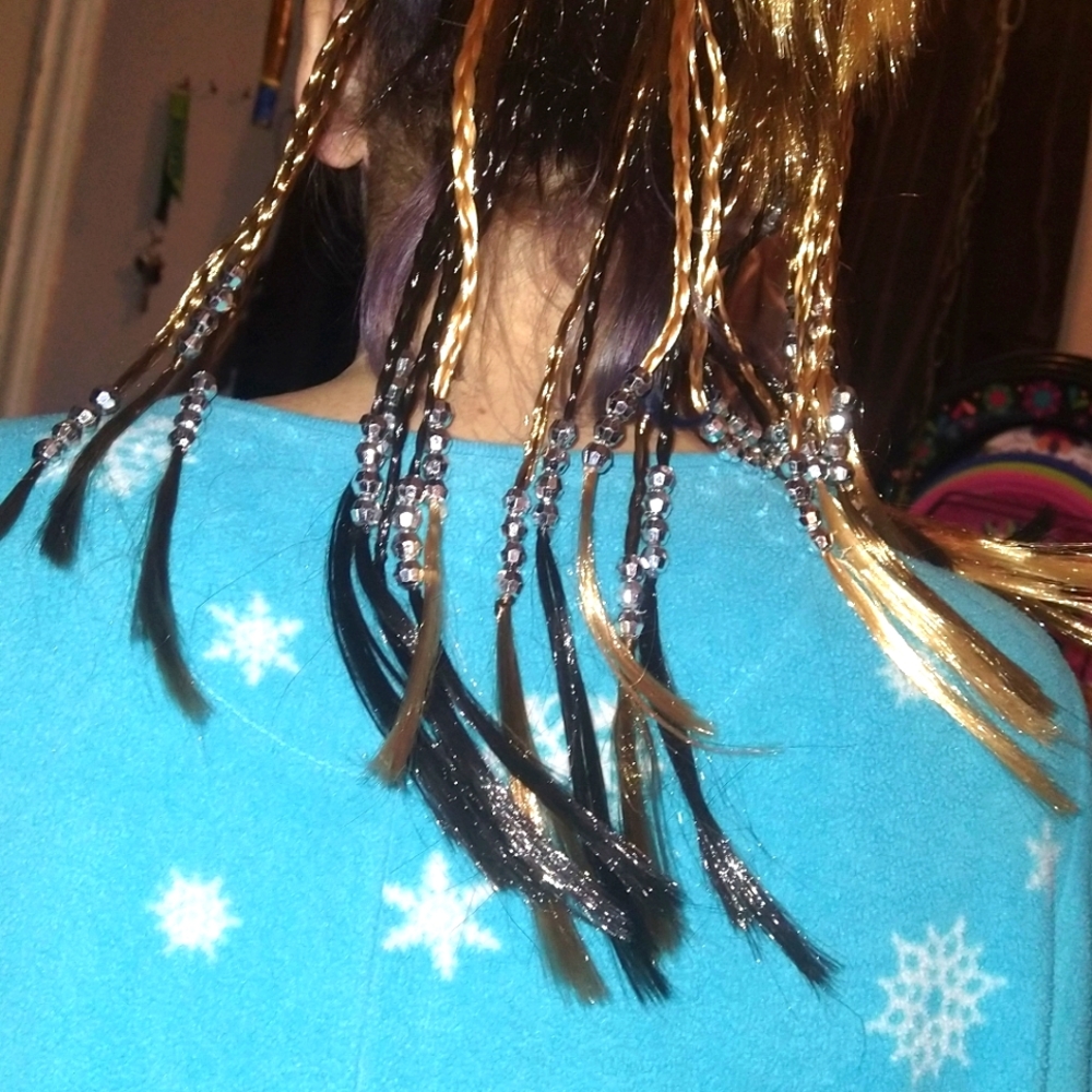 Set of 3 braided faux hair pony tail